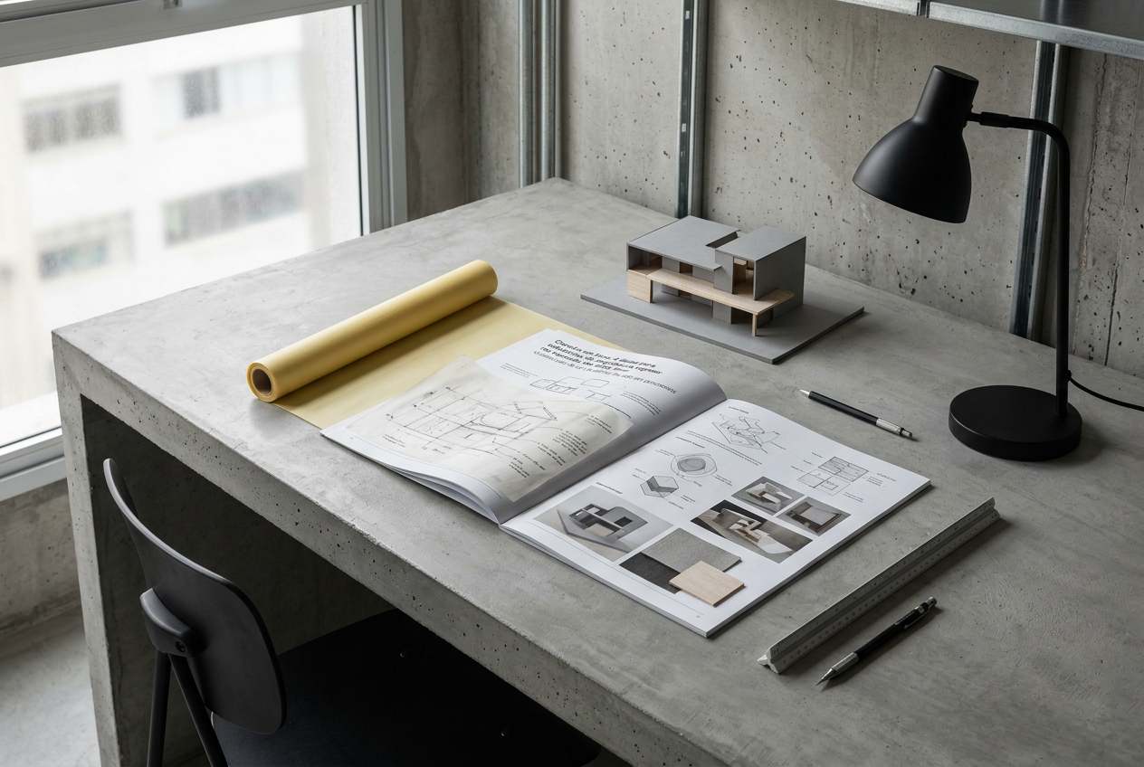 A organização visual deste material também reflete a capacidade de síntese e o senso estético do futuro arquiteto.