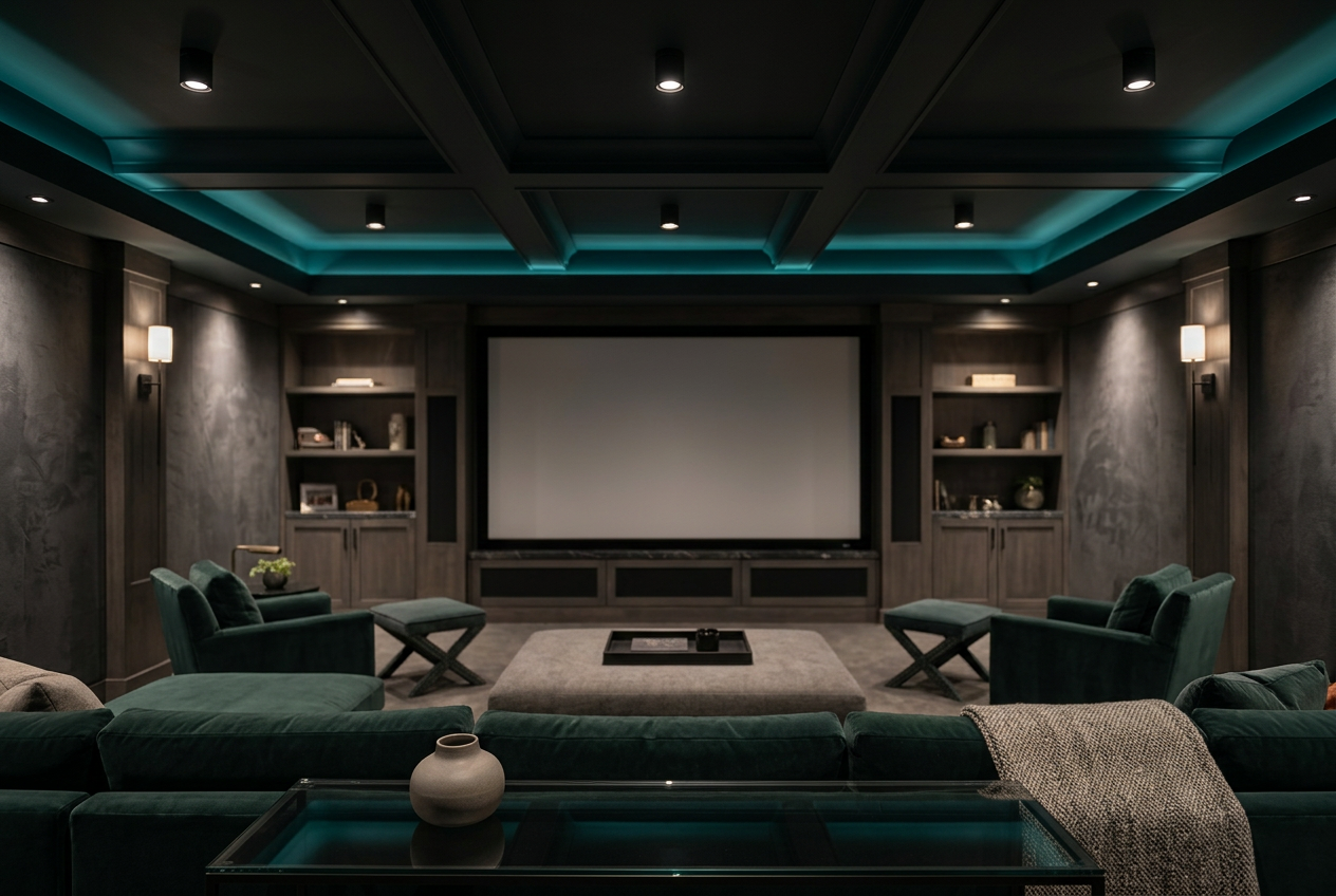 Iluminação de sala de TV: arandelas nas laterais