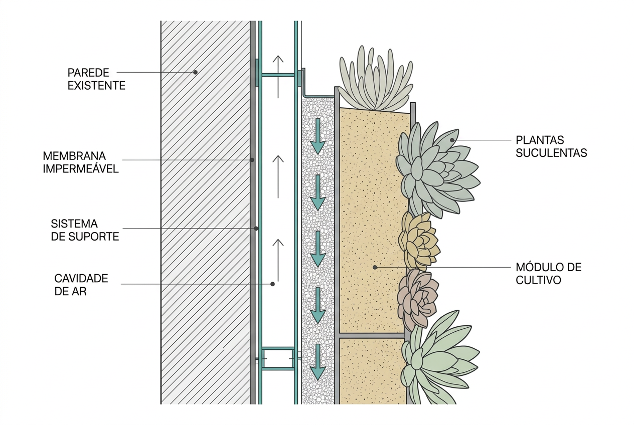 A manutenção de um jardim vertical natural não se resume à rega