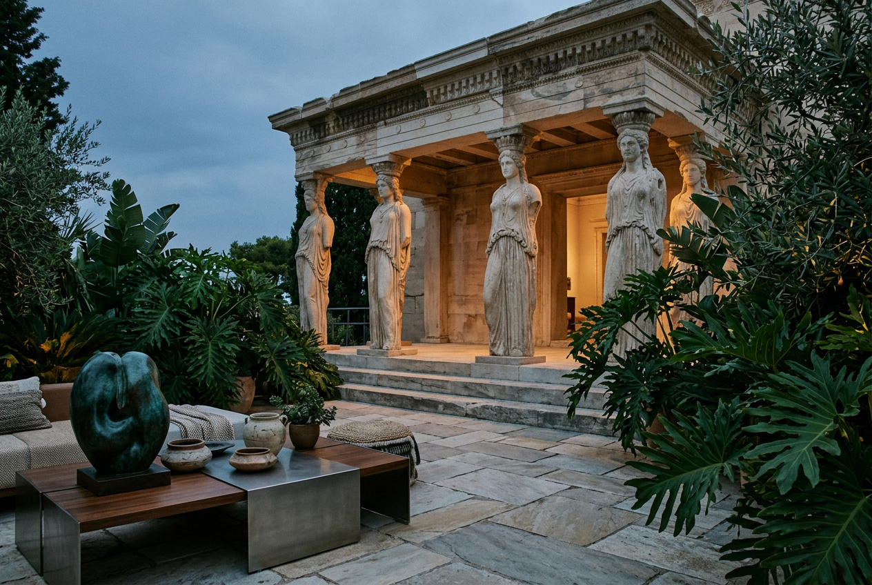 O Templo de Erechtheion é famoso pelas estátuas que sustentam o balcão no lado sul, chamadas de cariátides. Foto Rafael