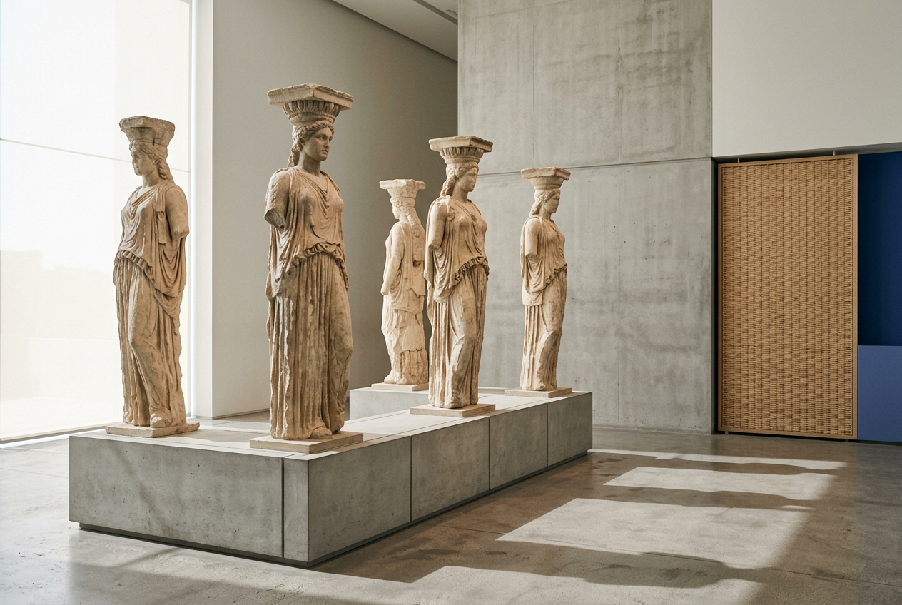 Cariátides no Museu da Acrópole, na Grécia foto penaestrada.blog.br