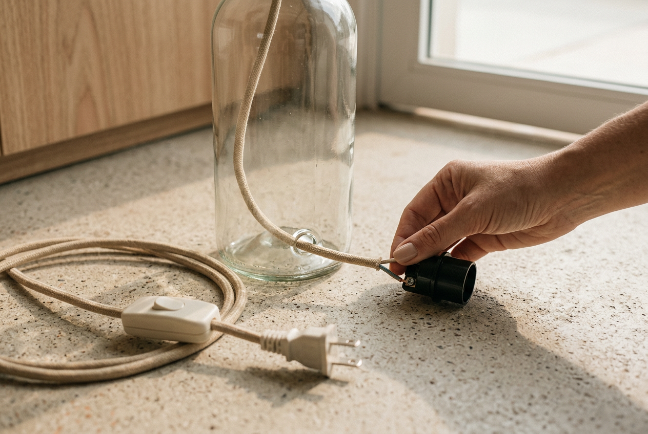 DIY: Como Fazer Abajur com Garrafa de Vidro