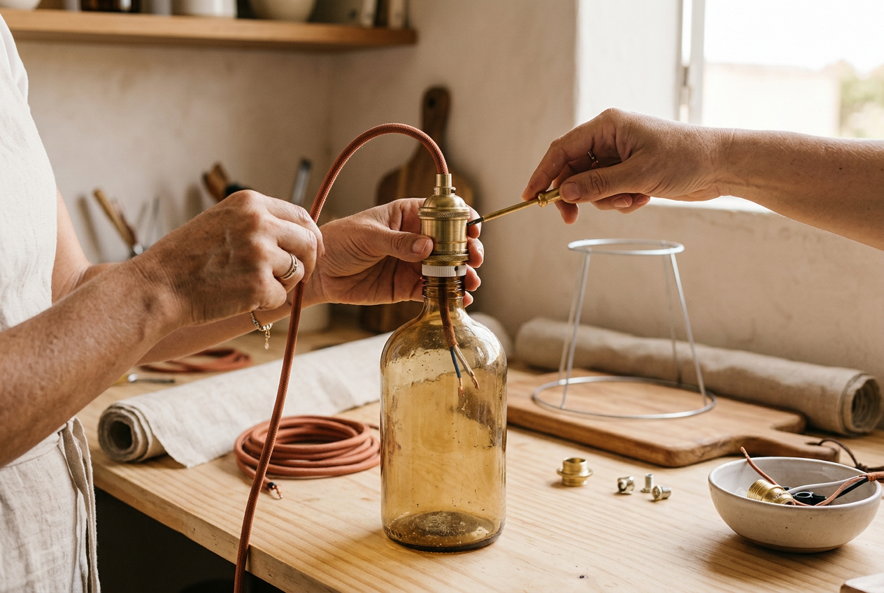 DIY: Como Fazer Abajur com Garrafa de Vidro