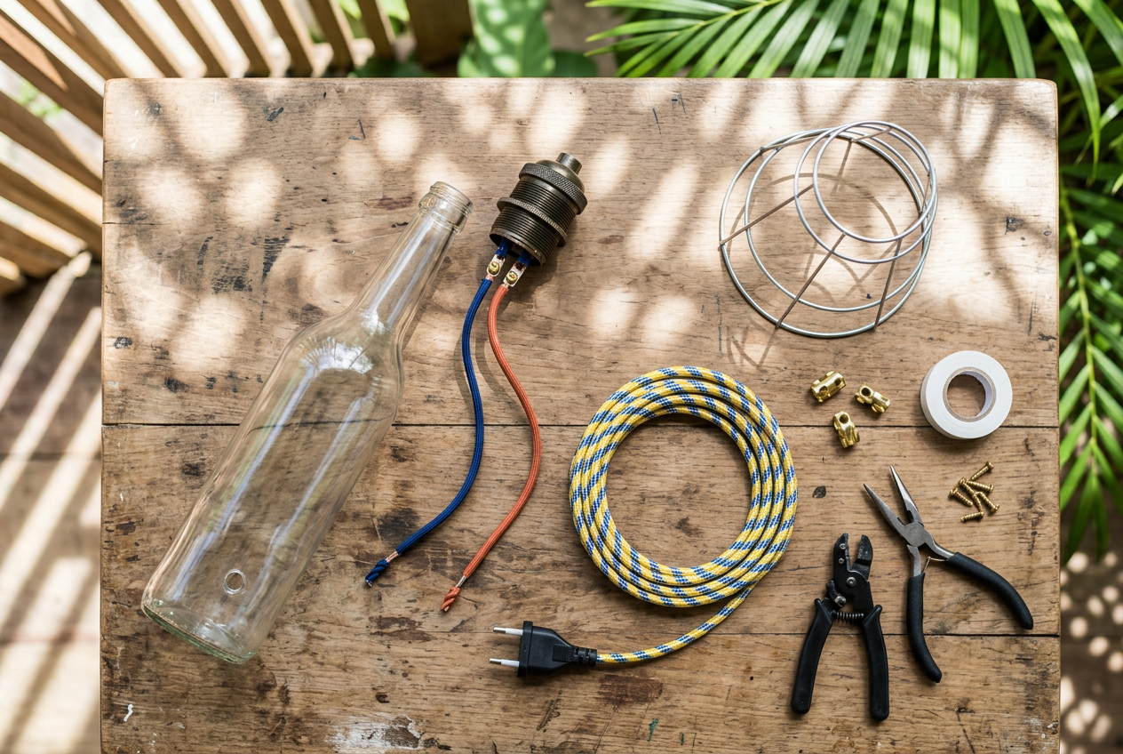 DIY: Como Fazer Abajur com Garrafa de Vidro