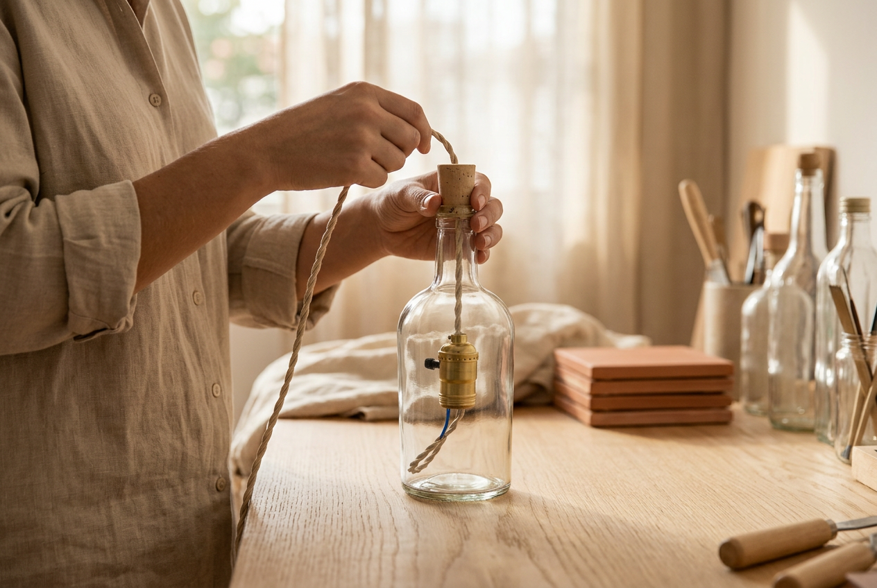 DIY: Como Fazer Abajur com Garrafa de Vidro