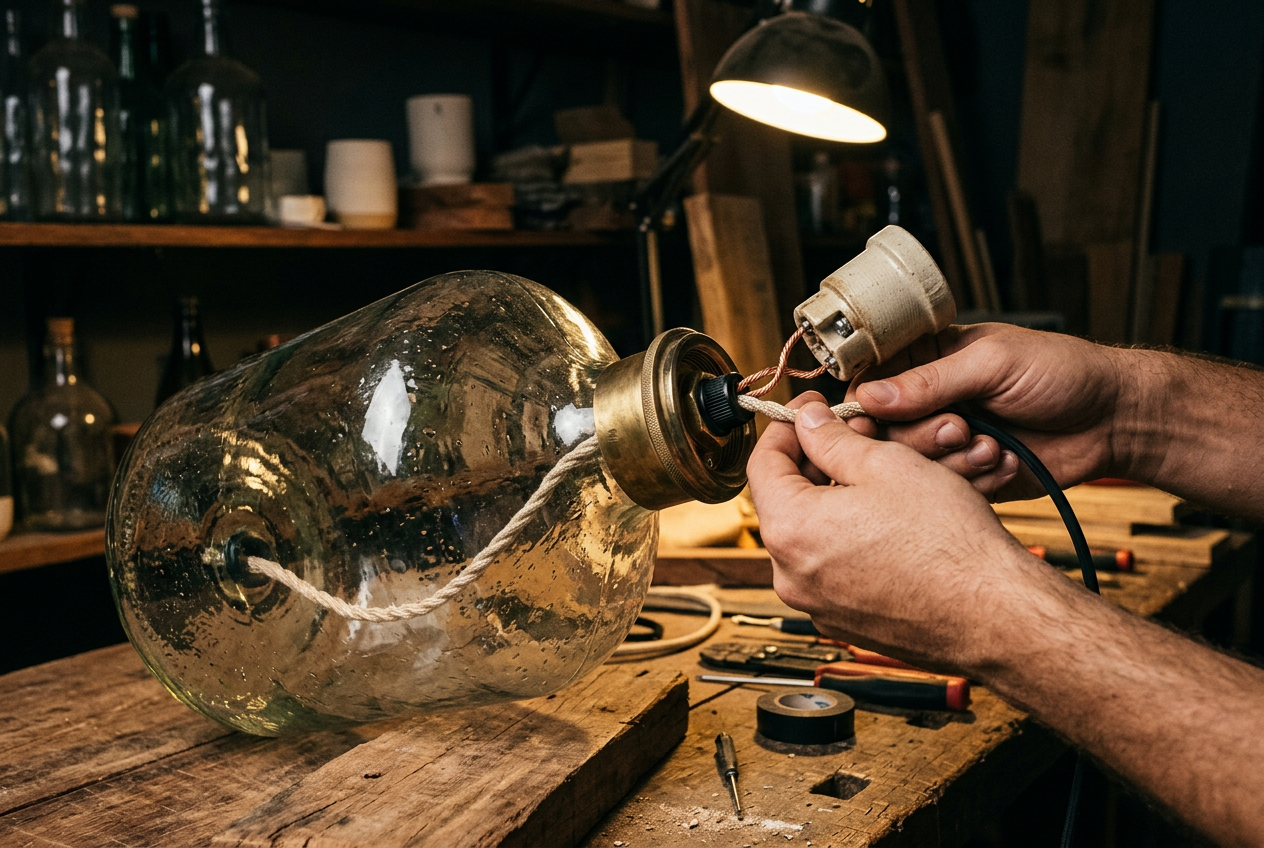 DIY: Como Fazer Abajur com Garrafa de Vidro