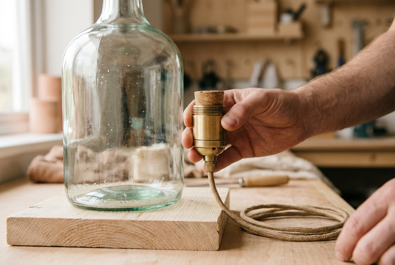 DIY: Como Fazer Abajur com Garrafa de Vidro