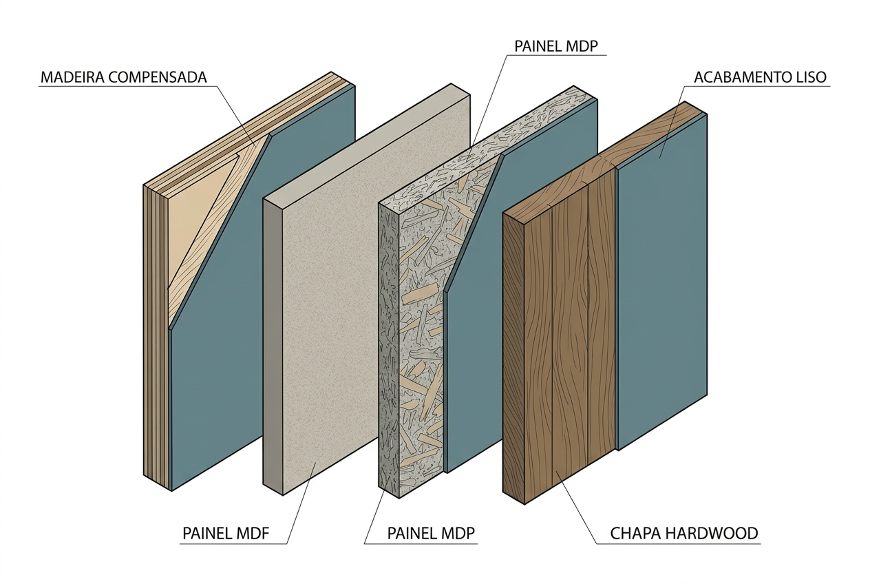 Tipos de madeira para painel: Painel de madeira tipo HDF