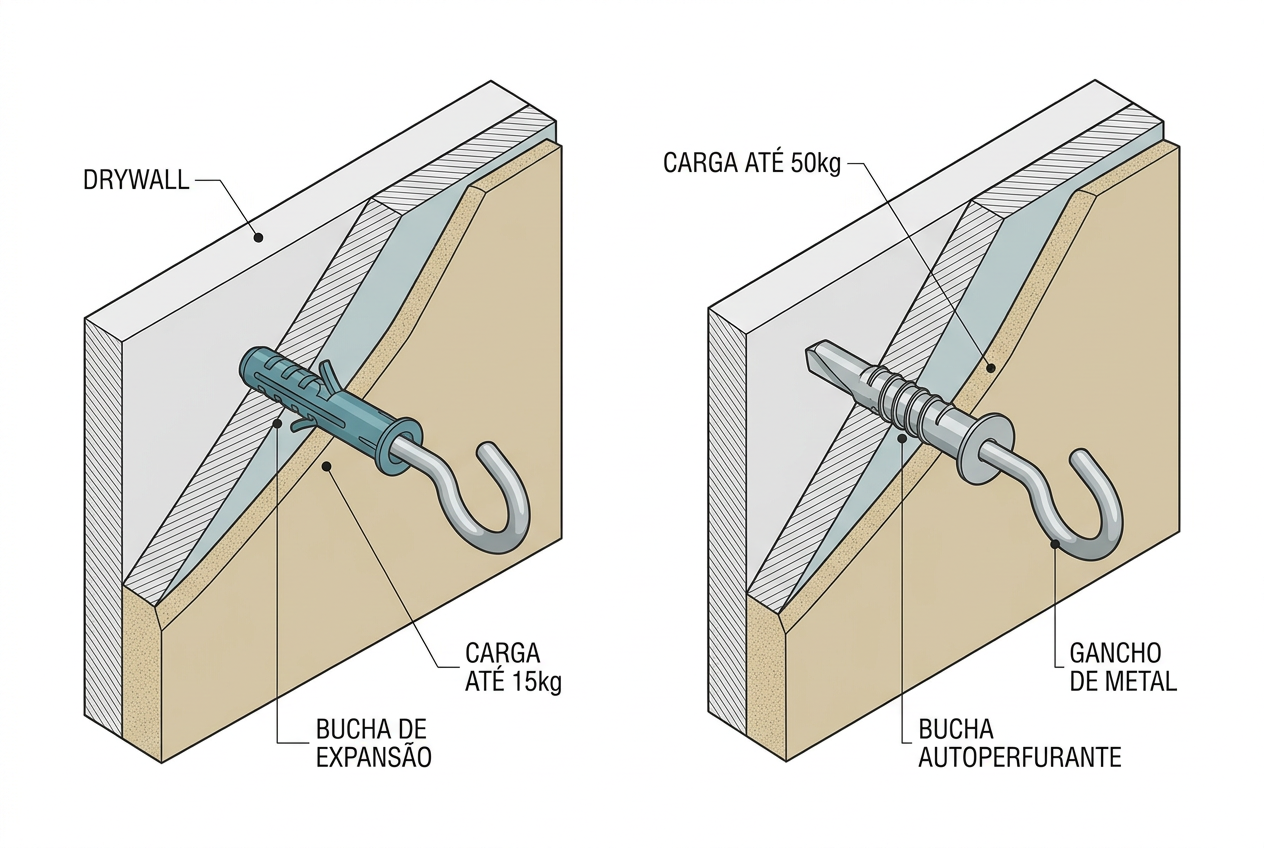 Como fixar objetos em parede drywall: drywall com reforço metálico