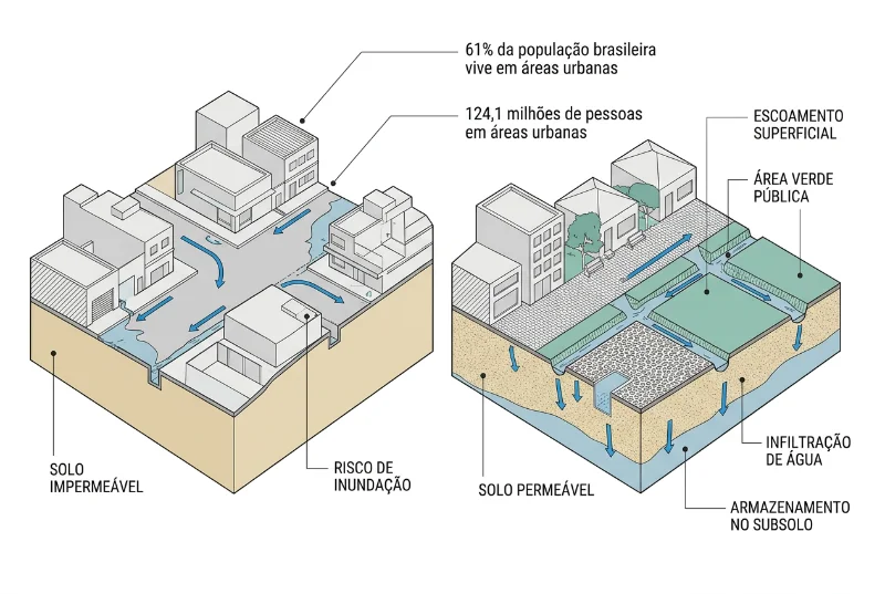 Cidade esponja projeto: aplicação no lote