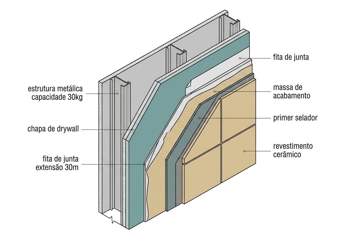 Revestimento em drywall: parede em drywall revestida em laminado melamínico padrão madeira
