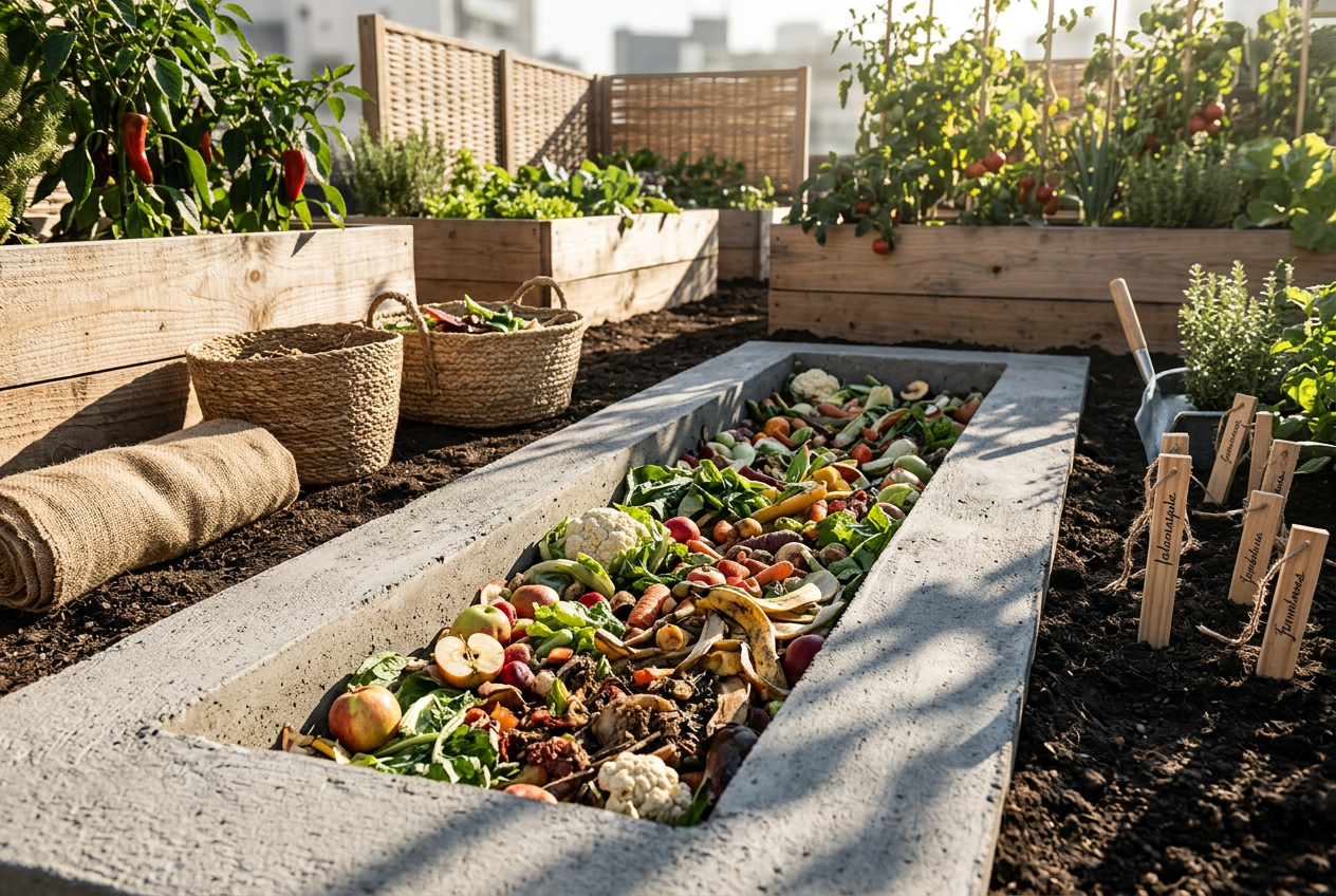 Hortas Urbanas: exemplo de compostagem com restos de alimentos