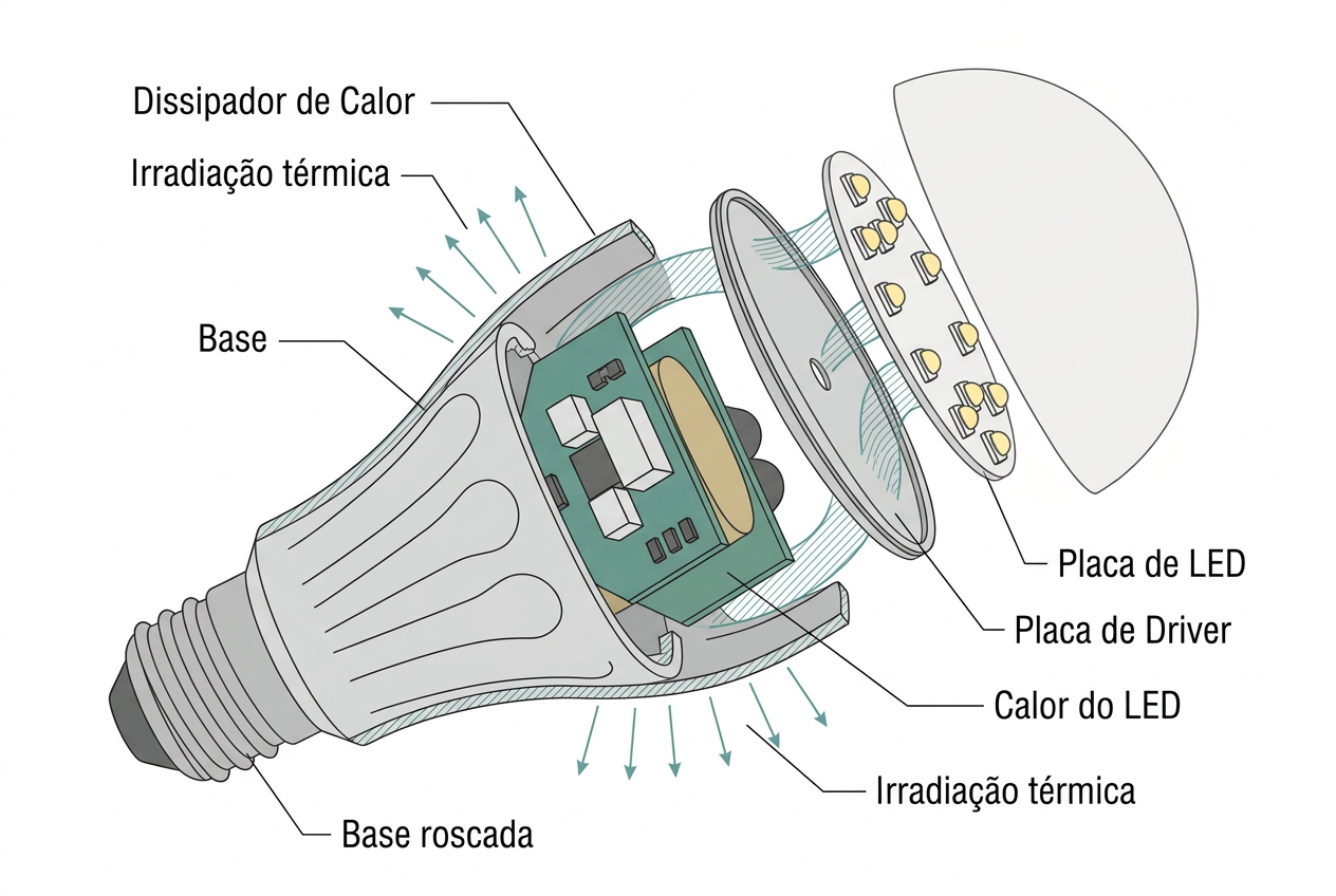 Todos os corpos emitem radiações térmicas proporcionais à sua natureza, mas o LED rompe a lógica das lâmpadas