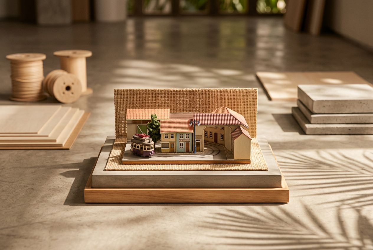 Maquete de arquitetura: maquete com representação revestimento cerâmico