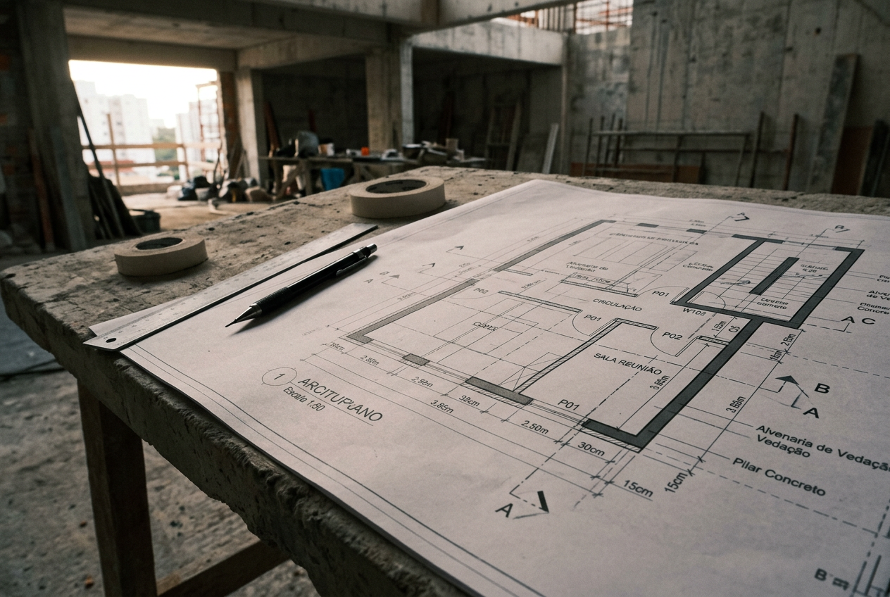 Linha de contorno é o limite visível ou cortado de um objeto construído, como a face externa de uma parede