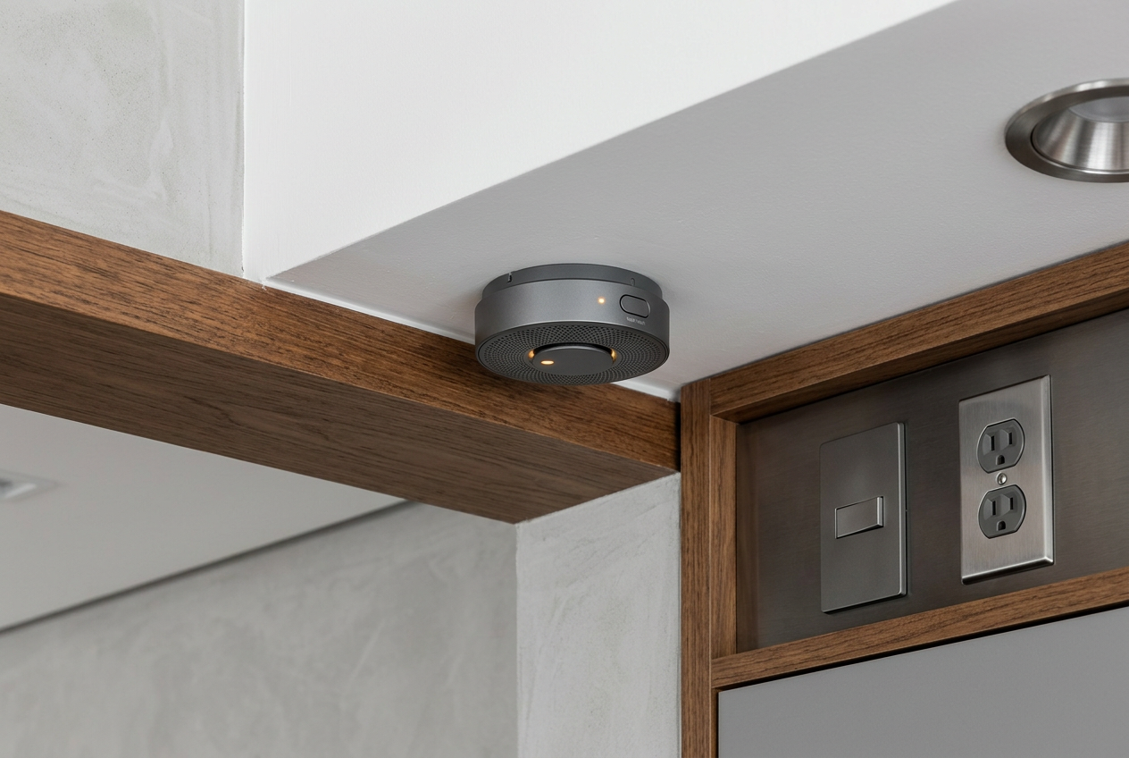 Complementando a segurança, a instalação de um sensor de fumaça conectado ao sistema de automação é